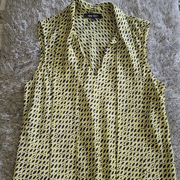 Nine West Sleeveless Top Black Yellow Sz Large - Picture 7 of 14